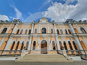 Wide angle shot of Manuc Bei mansion, architectural, culture and historic complex with museum, winery and other edifices, Hincesti