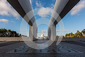 Wide angle shot of the Sanctuary of Our Lady of Fatima in Portugal
