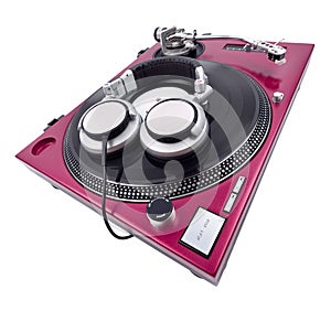 Wide Angle Turntable and Headphones