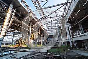 Wide angle view of airport ruins, arts & architecture, outdoor