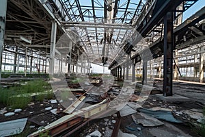 Wide angle view of airport ruins, arts & architecture, outdoor