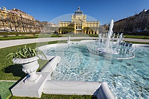 Art Pavilion and fountain in Zagreb