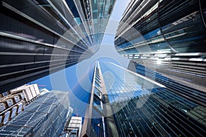 Wide angle view of the buildings near Leadenhall Street