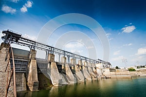 Wide angle view of a dam