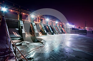 Wide angle view of a dam