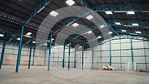 Wide angle view of empty warehouse or factory