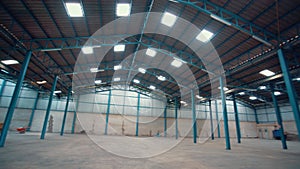 Wide angle view of empty warehouse or factory