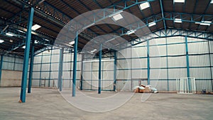 Wide angle view of empty warehouse or factory