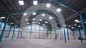 Wide angle view of empty warehouse or factory