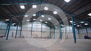 Wide angle view of empty warehouse or factory