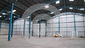 Wide angle view of empty warehouse or factory