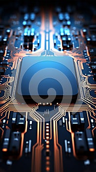 Wide angle view of high tech circuitry Abstract 3D background texture