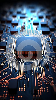 Wide angle view of high tech circuitry Abstract 3D background texture