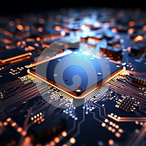 Wide angle view of high tech circuitry Abstract 3D background texture