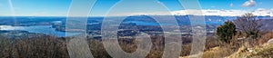 Wide angle view of the Lake Maggiore and the Alps from Mount Campo dei Fiori