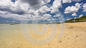 Wide angle view of Mibaru Beach in Okinawa, Japan.