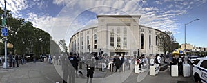 Wide angle view outside Yankee Stadium before game in New York