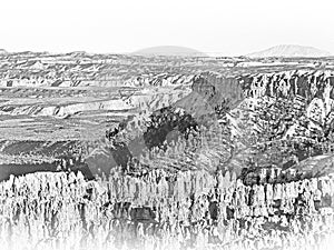 Wide angle view over Bryce Canyon in Utah