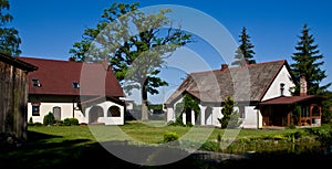 Wide angle view of rural residence in Poland