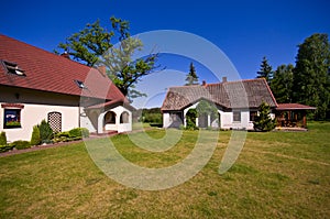 Wide angle view of rural residence in Poland