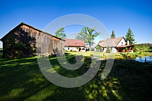 Wide angle view of rural residence in Poland