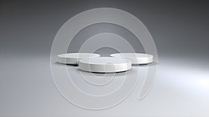 Wide Angle View Three white circle Empty podium mockups