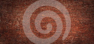 Wide angle Vintage Red brick wall Background