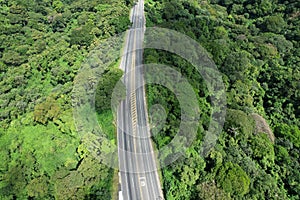 Wide asphalt road aerial view