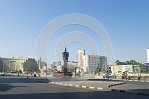A wide avenue in the capital of Egypt