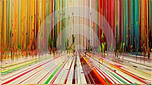 wide banner digital art piece that vividly depicts colorful rainbow acrylic paint flowing and dripping down
