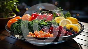 Wide banner of vegetables on a glass bowl