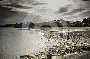 Wide Beaumaris beach.North Wales,Uk.Scenic british landscape.