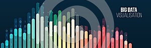 Wide Big data visualization. Abstract background with lines array and binary code. Connection structure. Data array visual concept