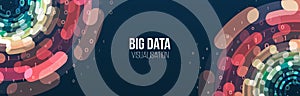 Wide Big data visualization. Abstract background with lines array and binary code. Connection structure. Data array visual concept