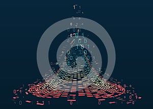 Wide Big data visualization. Abstract background with lines array and binary code. Connection structure. Data array visual concept