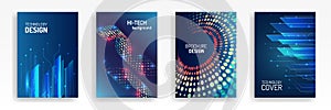 Wide Big data visualization. Information analytics concept. Abstract stream information with circles array and binary code.
