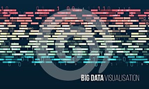 Wide Big data visualization. Information analytics concept. Sorting data. Vector technology background. Abstract stream