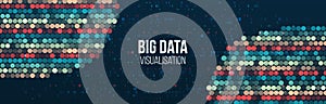 Wide Big data visualization. Machine learning algorithm for information filter and analytic. Abstract background with circle array