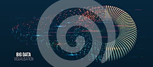 Wide Big data visualization. Machine learning algorithm for information filter and analytic. Abstract background with circle array
