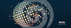 Wide Big data visualization. Machine learning algorithm for information filter and analytic. Abstract background with sphere array