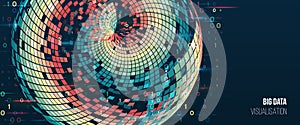 Wide Big data visualization. Machine learning algorithm for information filter and analytic. Abstract background with sphere array