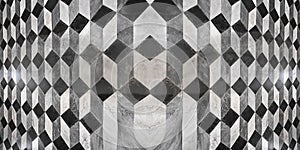 Wide black and white marble geometric pattern background