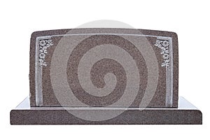 Wide, blank tombstone isolated on white