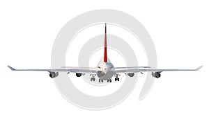 Wide body aircraft 1-Back view white background 3D Rendering Ilustracion 3D