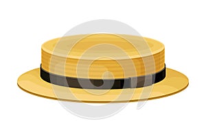 Wide-brimmed Stylish Male Headwear as Clothing Item Vector Illustration