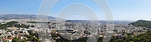 Wide city panorama from Acropolis of Athens