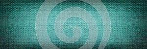 Wide dark turquoise brick wall - retro grunge background