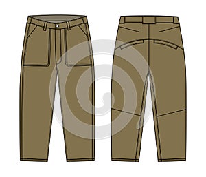 Wide denim pants illustration / brown kahki photo