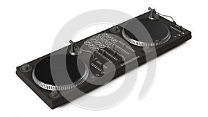 Wide DJ mixer with two vinyls