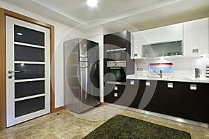 Wide Domestical Kitchen with Door